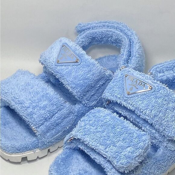 Prada Cotton Terry Triangle Double-Strap Sandals size 35 - Picture 3 of 13